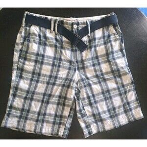 Urban Pipeline Men’s Cargo Shorts 38 Blue White Green Plaid w/ Belt Outdoor